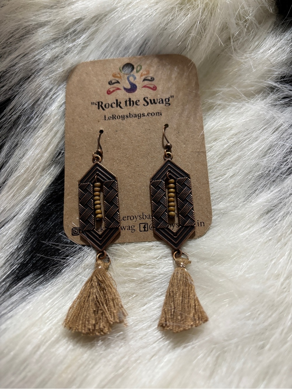 Bronze Beaded Tassel Drop Earrings